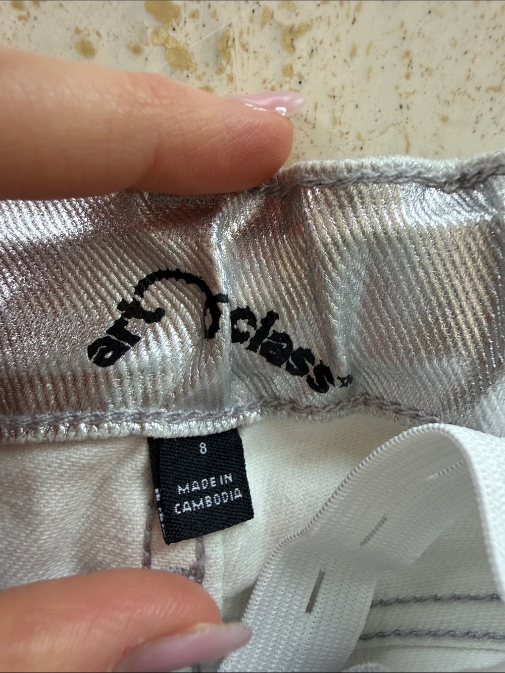 Cat & Jack Grit & Glam Metallic Pants Girls Sz 8 Silver Sparkle - Picture 5 of 9